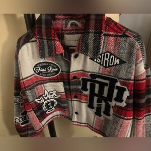 Plaid Jacket with Patches